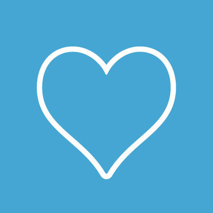 White heart symbol on a blue circle representing trust.