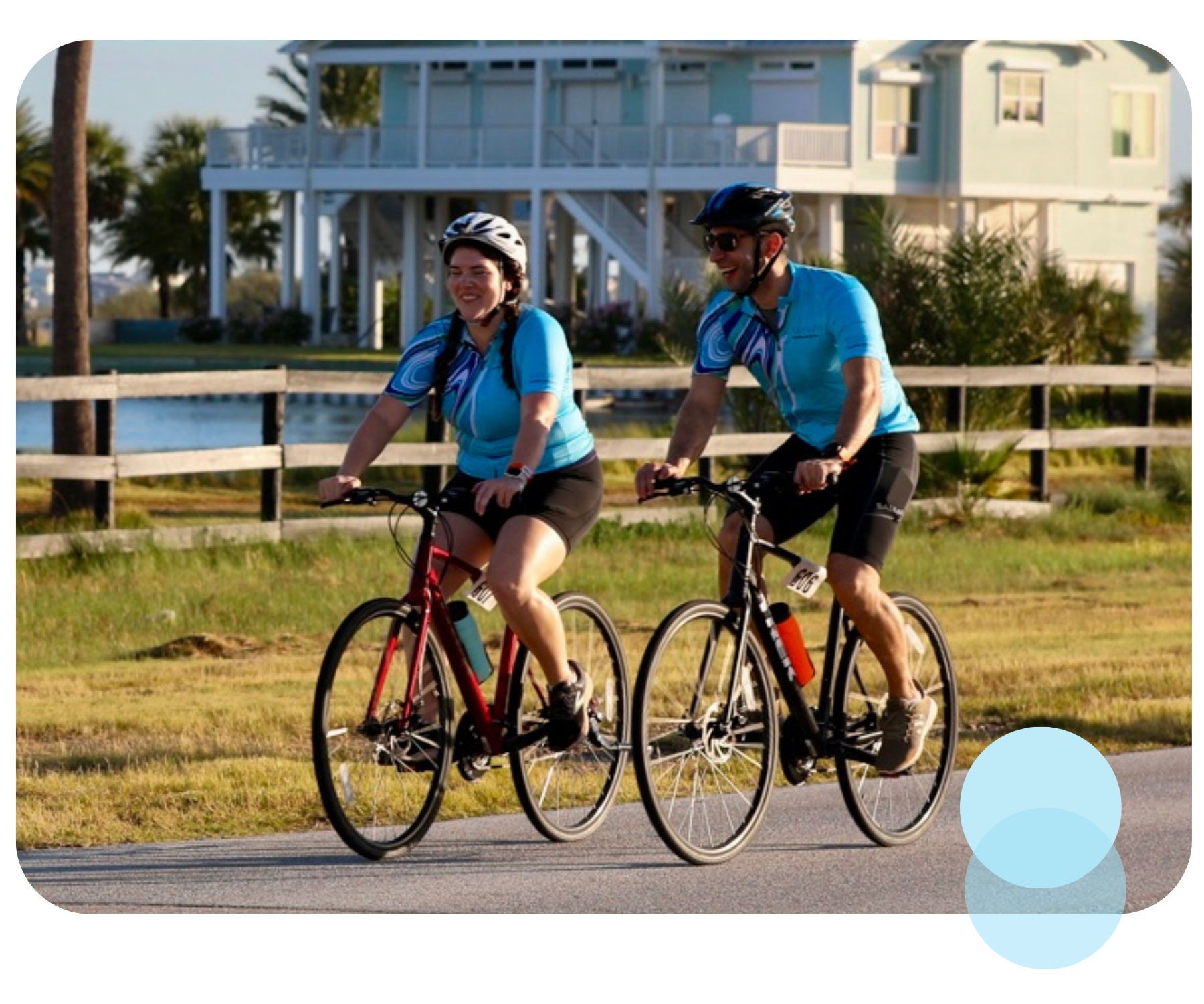 Two cyclists participating in the Bike Around the Bay fundraising ride | Kuraray Foundation of America, Inc. 