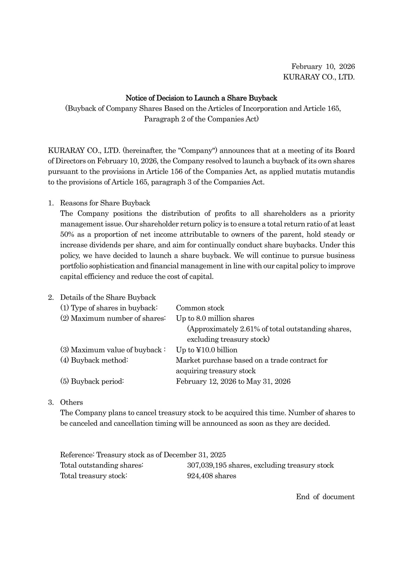Notice of Decision to Launch a Share Buyback 