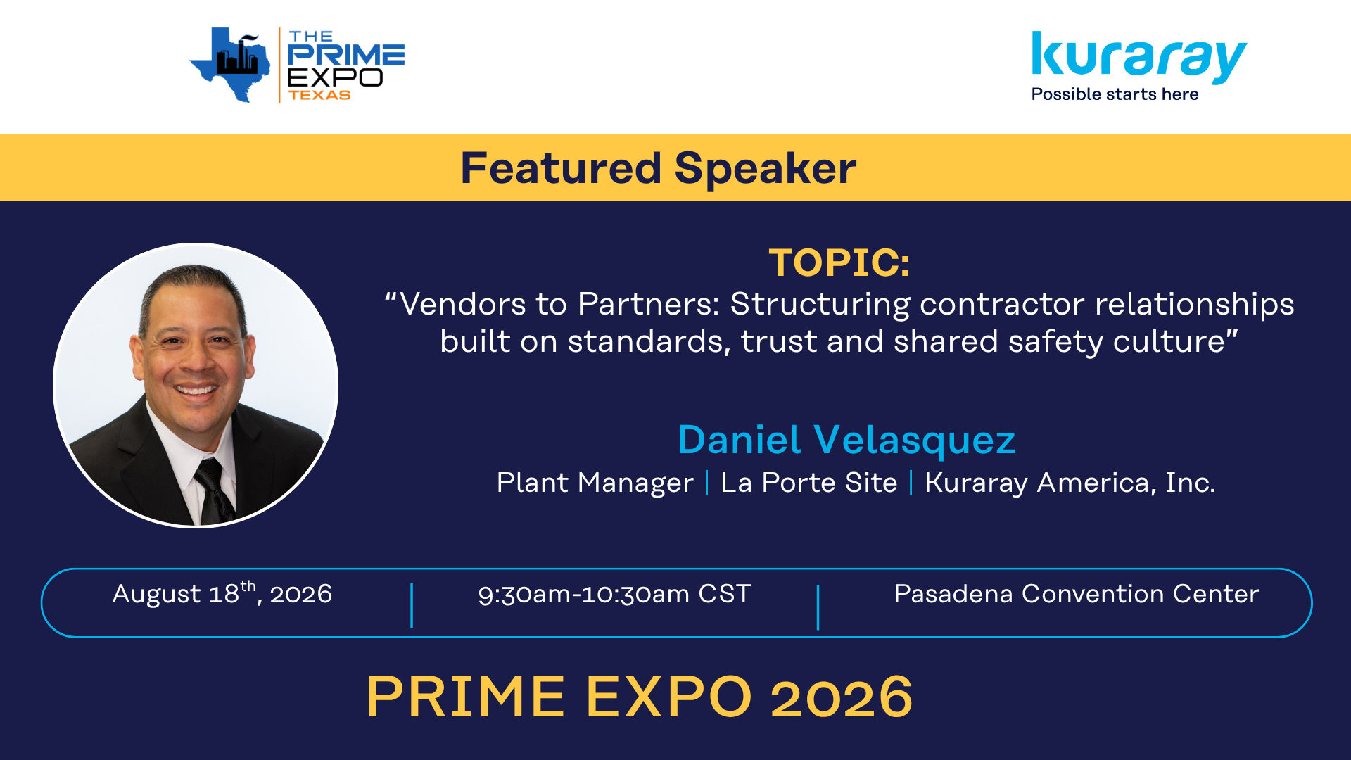 Daniel Velasquez to Join PRIME Expo 2026 Panel on Contractor Relationships and Safety Culture