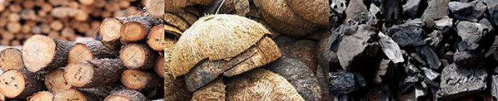 写真：木材、ヤシ柄、石炭
