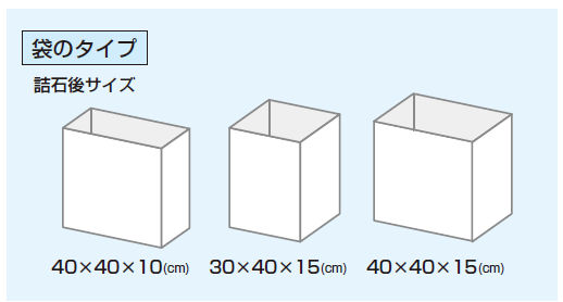 バラスト用網目袋　袋のタイプ3種類