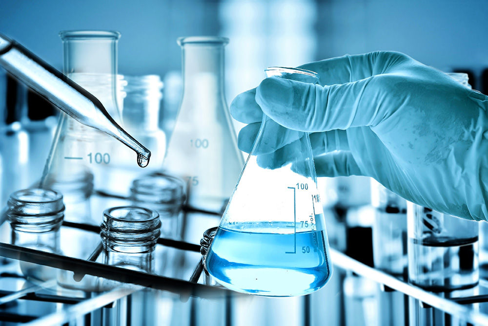 Culture Flasks in microbiological laboratory