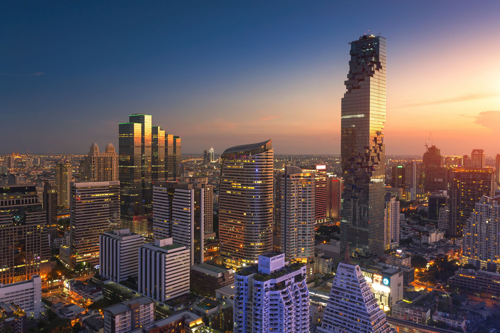 Sunlight bangkok city skyline