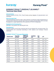 Technical Data sheets KURARAY POVAL™ and EXCEVAL™