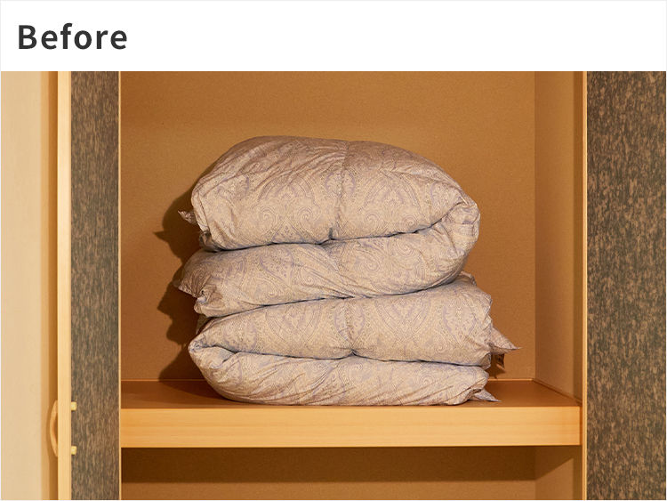 羽毛布団をふんわりコンパクトに収納