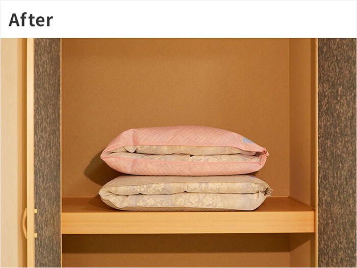 羽毛布団をふんわりコンパクトに収納