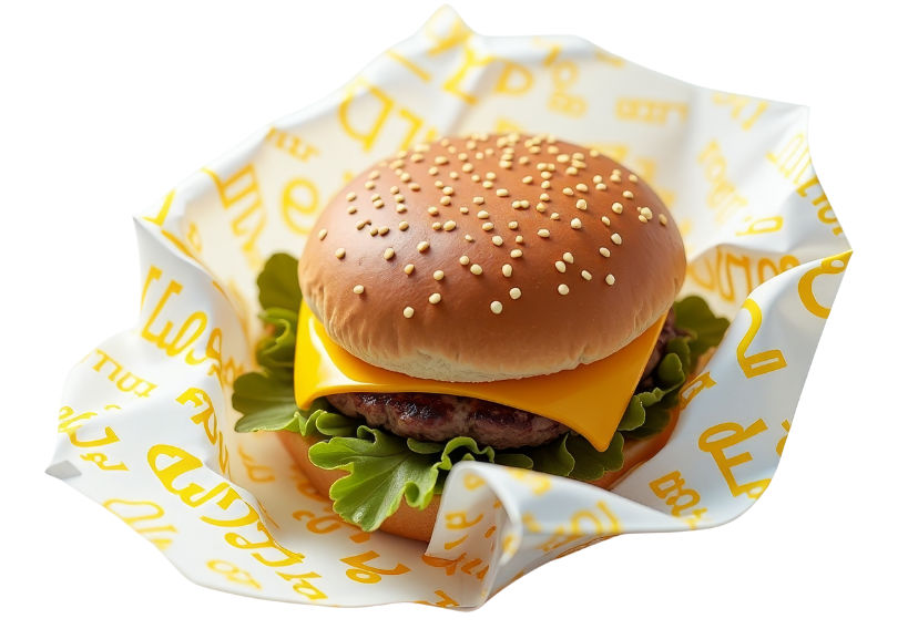 Ein Hamburger in einer Verpackung