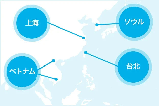 海外事業　拠点（上海・ベトナム・ソウル・台北）