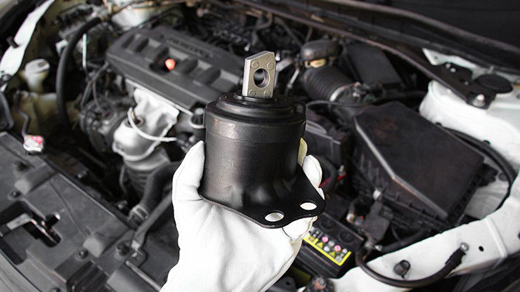 Motor mounts and bushings isolate vibration sources