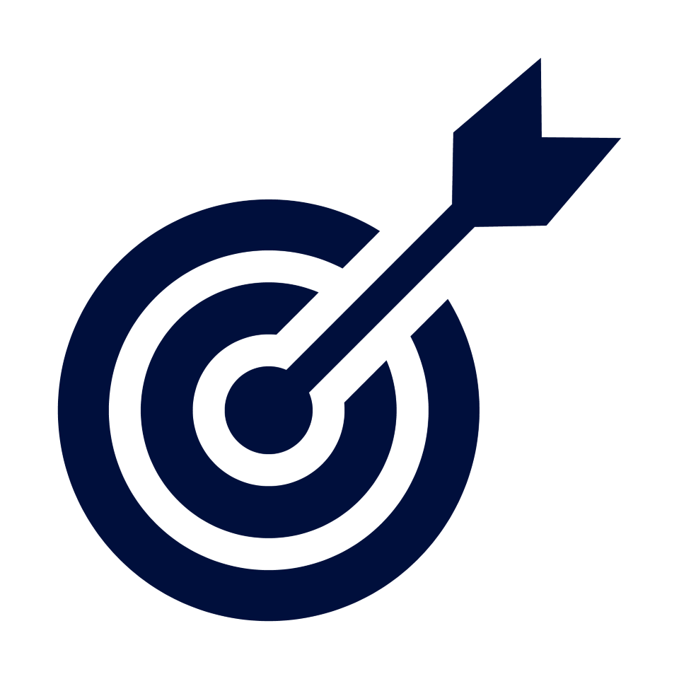 Icon of target with arrow hitting center