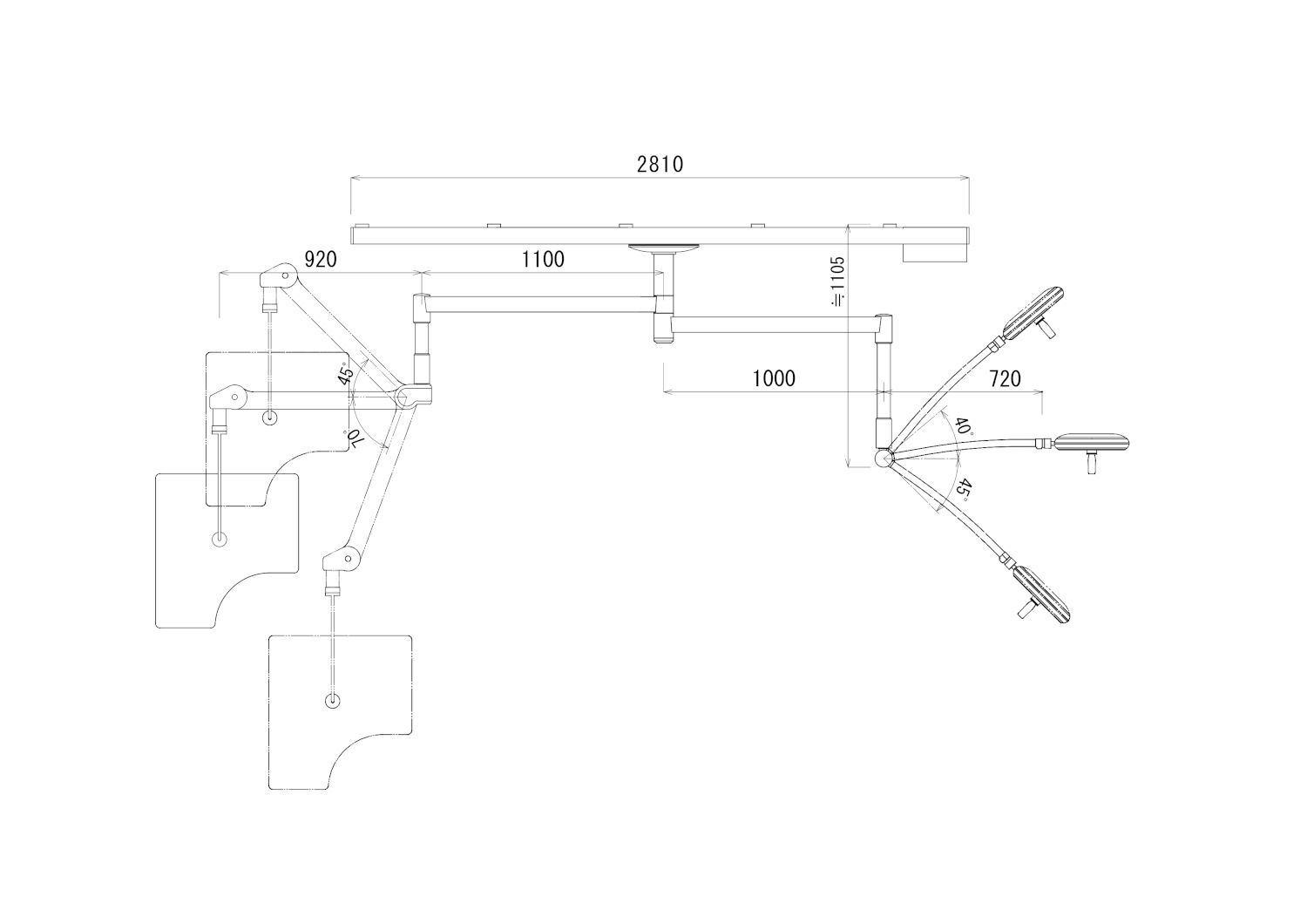 KYOWAGLAS-XA™ X-ray protection shield; NSL21 (traveling type, with illuminator) Drawing Image