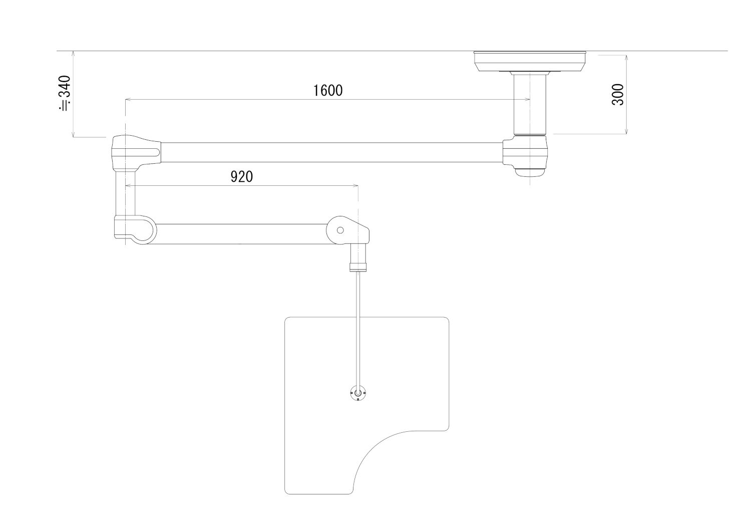 KYOWAGLAS-XA™ X-ray protection shield Long arm type; LF21 (Protective plate only) Drawing Image