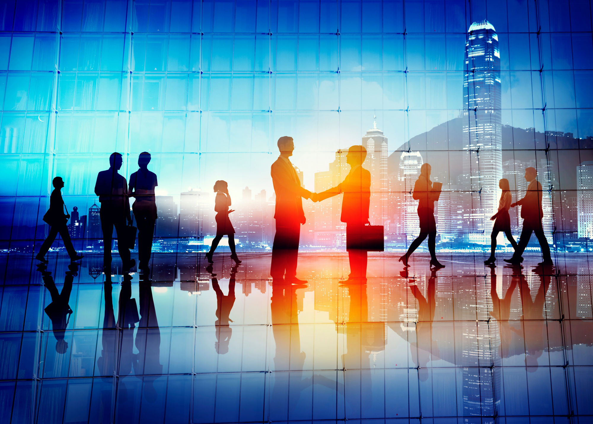 Silhouettes of Business People Working