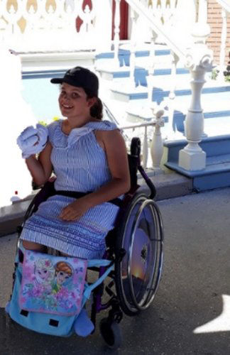 she was born with spina bifida and has been wheelchair-bound all her life