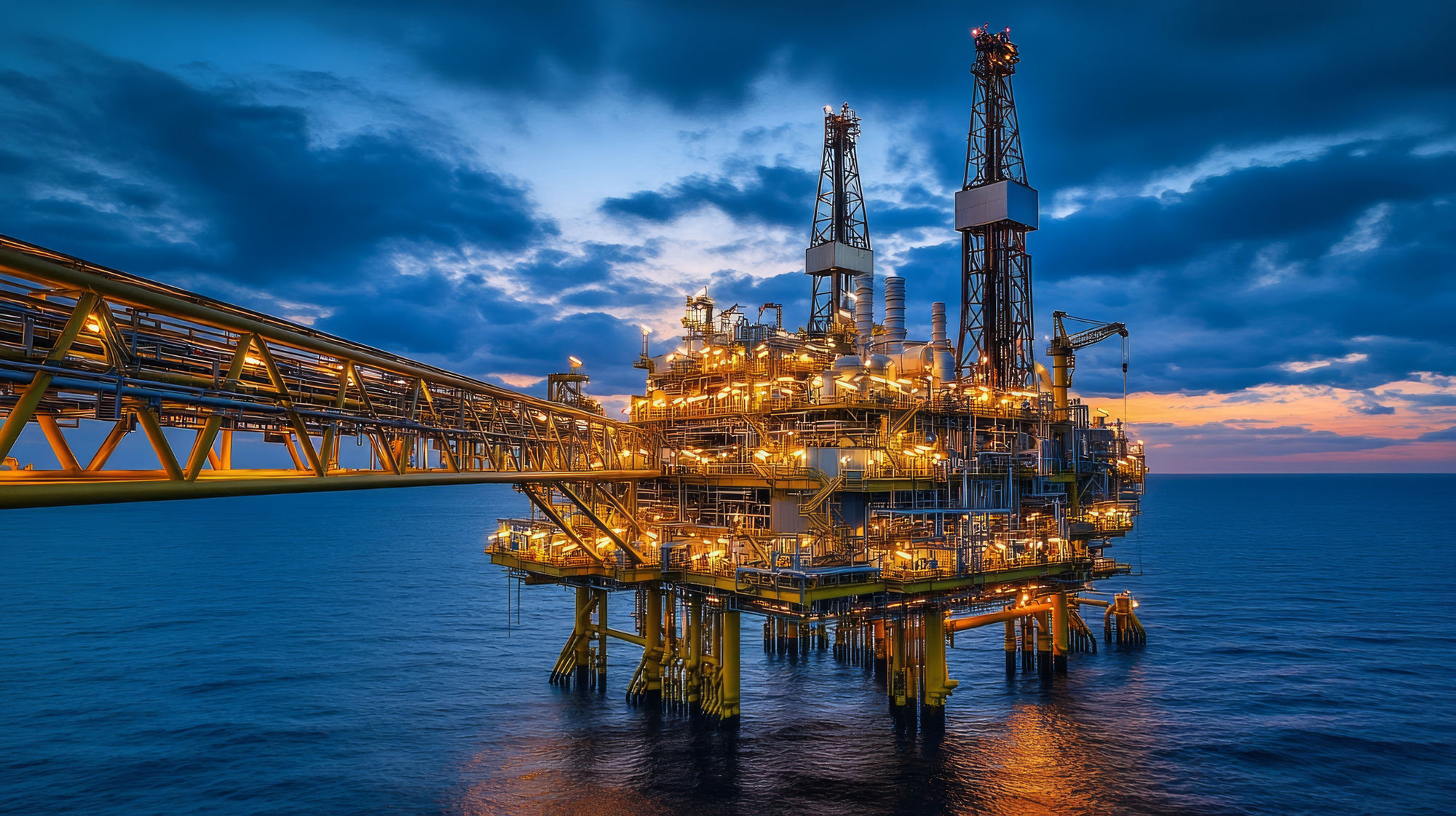 Image of oil and gas production platform, oil drilling