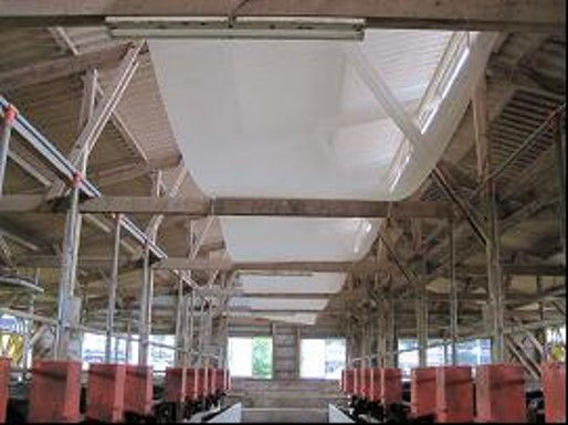 Ammonia odor decomposition mesh Installation Image (cattle barn)