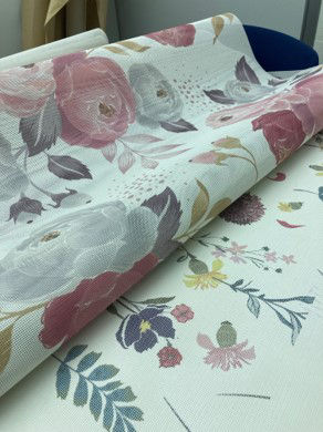 Example of printing on Ammonia odor decomposition mesh (Flower pattern)