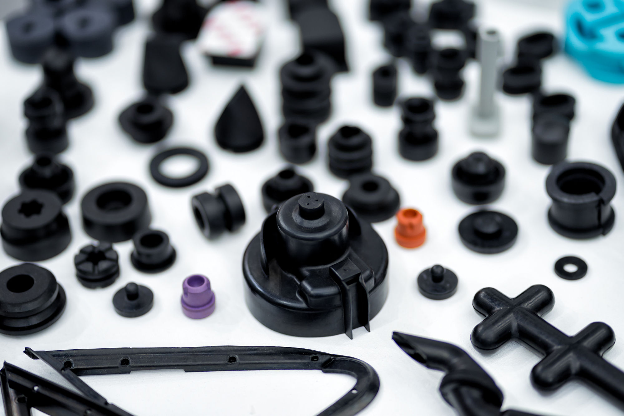 Plastic and rubber parts of automotive manufacturing by high precision mold injection in the industrial factory