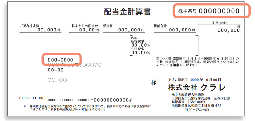 配当金計算書　イメージ画像